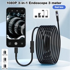 IP67 Waterproof Dual Lens Endoscope Camera 3M 8LED 1080P HD For iOS Android