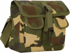 Woodland Camouflage 2 Pocket Canvas Military Ammo Carry Shoulder Bag