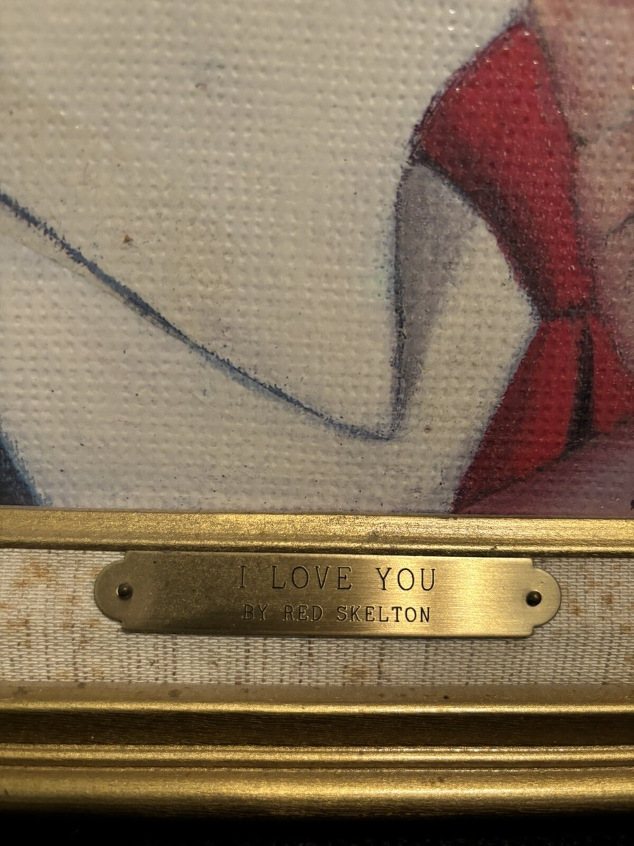 Red Skelton Signed I LOVE YOU Framed 1989 Early Canvas /5000