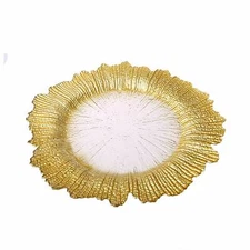  Classic Touch Decor Set of 4 Gold 13" Flower Shaped Chargers New