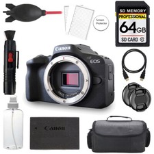 Canon EOS R50 Mirrorless Camera Black 64GB Bag UV Filter-Basic Kit