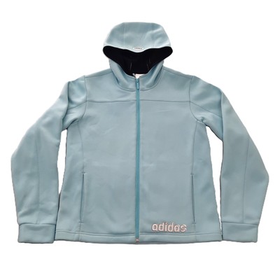 Adidas Jacket Womens Medium Aqua Blue Hoodie Soft Shell
