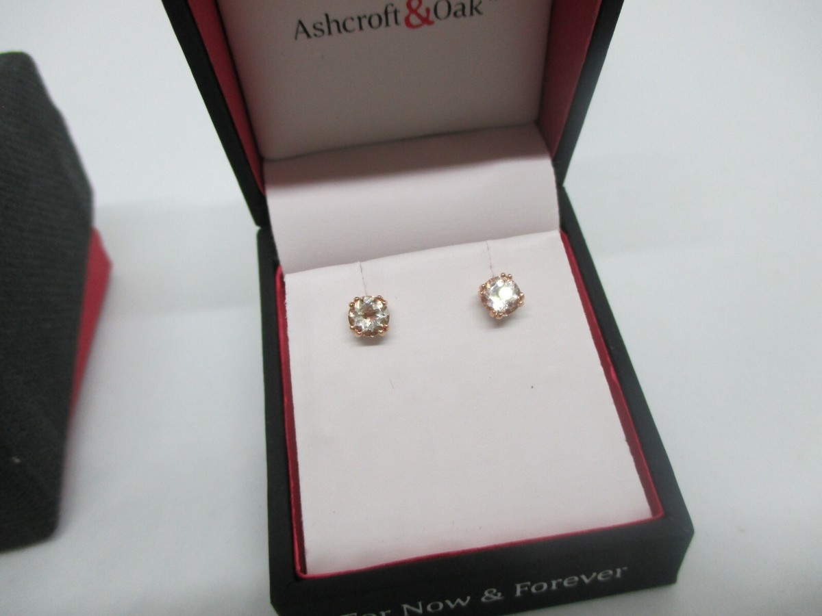 Ashcroft & Oak 5mm Petite Morganite Gemstone 10 Karat Stud Rose Ashcroft & Oak 5mm Petite Morganite Gemstone 10 Karat Stud Rose