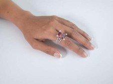 Clear Pink Cushion Shape 13.86CT Tourmaline With Shiny CZ Gorgeous Royal Ring