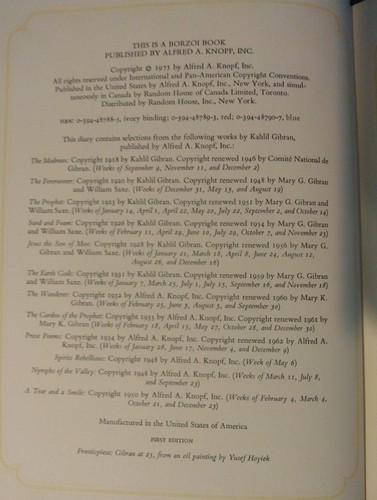 Kahlil Gibran Diary for 1974 - Picture 10 of 12