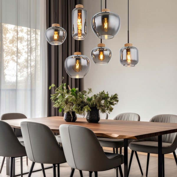 Pendelleuchte HäNgeleuchte Pendellampe Wohnzimmerleuchte Cluster Glas Schwarz-image