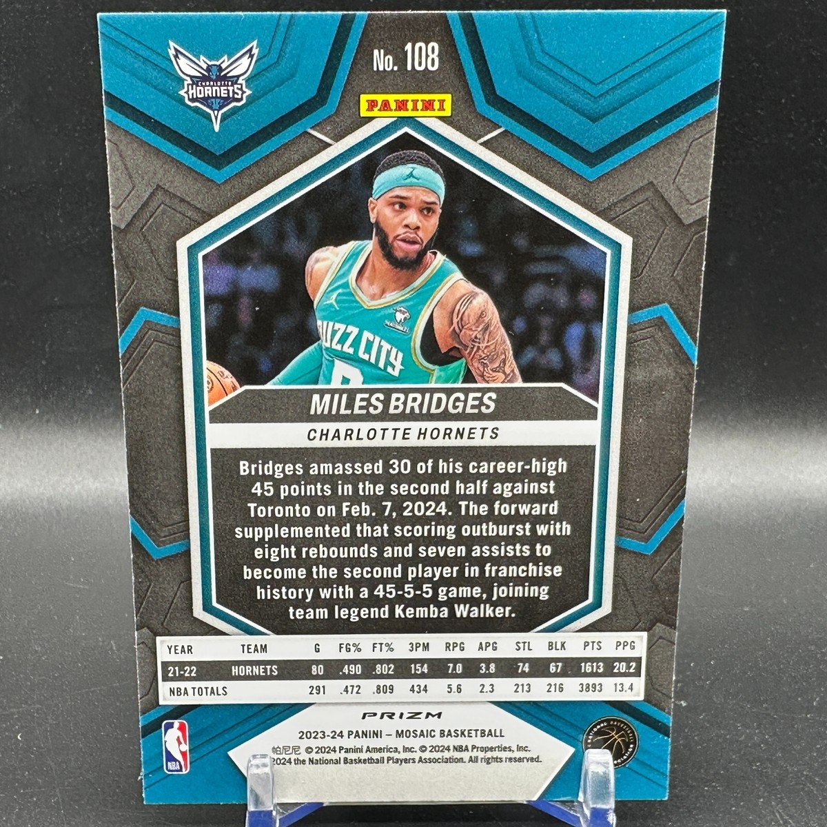Miles Bridges Genesis Prizm 2023-24 Panini Mosaic #108 Charlotte