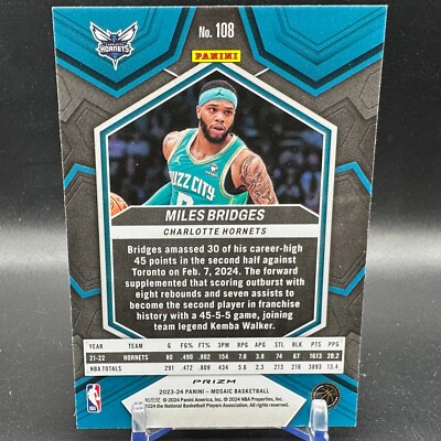 Miles Bridges Genesis Prizm 2023-24 Panini Mosaic #108 Charlotte