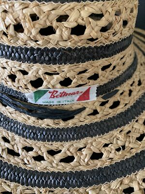Betmar Straw Hat Made In Italy Stunning with Black Accents  display picture 2