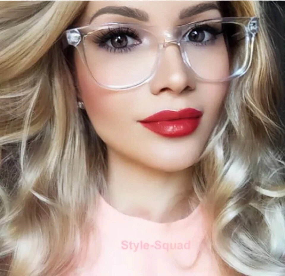 Classic Square Crystal Translucent Frames Clear Lens WaYfe Big
