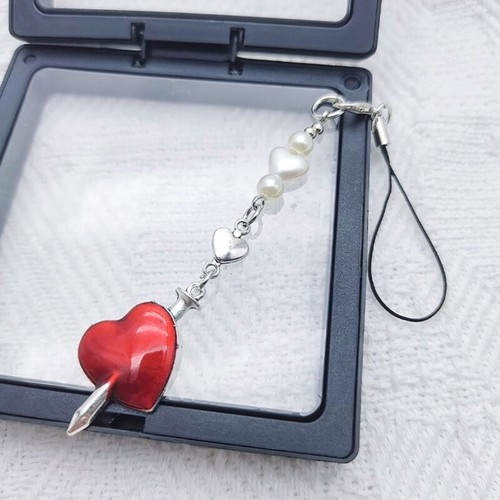 Retro Nail Red Heart Pendant Phone Straps Lanyard Pocket Keychain Strap - Zdjęcie 7 z 8