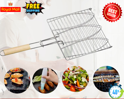 UK Barbecue Grillkorb Grill BBQ Netz Steak Fleisch Fisch Gemüse Halter Werkzeuge
