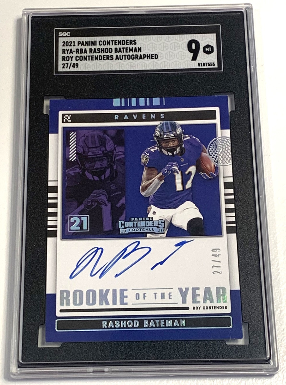 Rashod Bateman Panini Contenders Rookie of the Year Contenders Autographs Rps #RYARBA Gold
