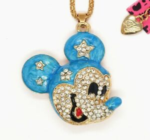 Betsey Johnson Minnie Mouse Gold Brooch Pin Pendant Chain Necklace Free Gift Bag 