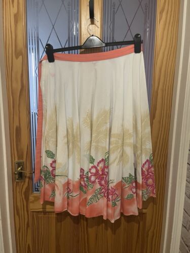 Ladies Roxy Cream/Pink Floral Trim/Sequin Tie Waist Skirt - Large (32") - Picture 3 of 3
