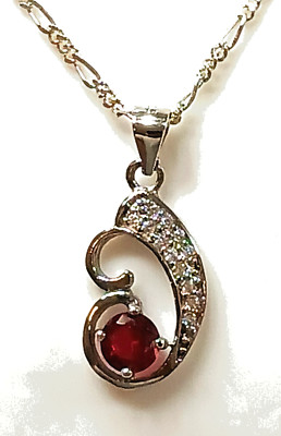 Pendant Gorgeous Stunning Garnet Gem + Free 18'' Neck Chin Sterling Silver 925.