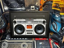 Framed Canvas of Boombox with Speakers, Subwoofer and Bluetooth Amp Built in 