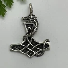 Quality Solid Sterling Silver Thors Hammer Mjolnir Dragon 925 Celtic Pendant