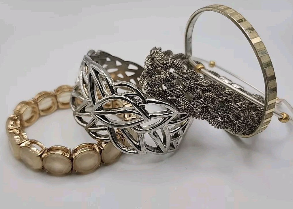 Vintage Boho Retro Stackable Metallic Silver Gold… - image 15