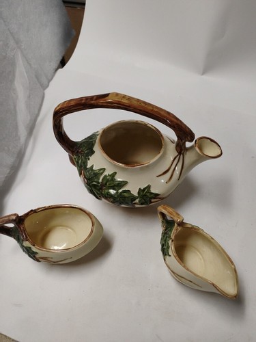 Vintage McCoy Ivy Leaves Art Pottery Teapot, Sugar, & Creamer Set Collectable - Picture 4 of 7
