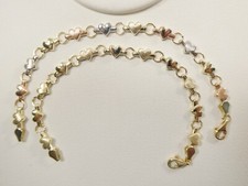 10K REAL SOLID YELLOW GOLD 6 INCH X HEART CHILDREN/ WOMEN BRACELET