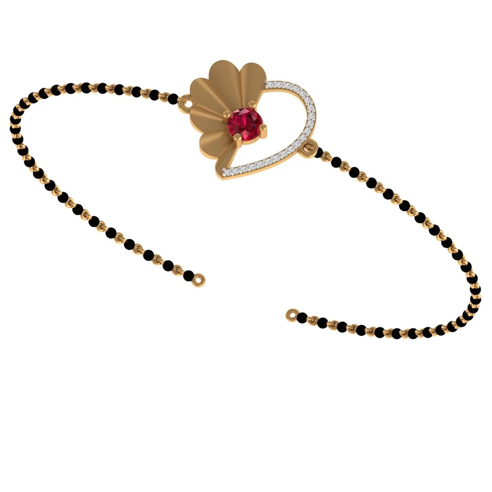 MLB-0064 | 18KT Gold Bracelet | Unique Red Stone & Diamond Detailing - Image 2 of 4