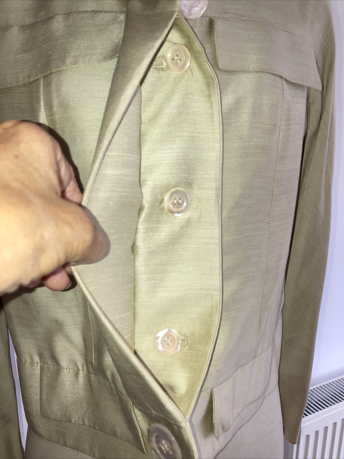 Rare 1950s "Worth"  Numbered Pleated Ivory Jacket, 21" armpit to armpit approx. 6