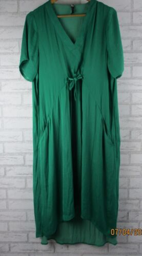 TS womens shift dress emerald green 16 v-neck short sleeve pockets - Picture 1 of 12