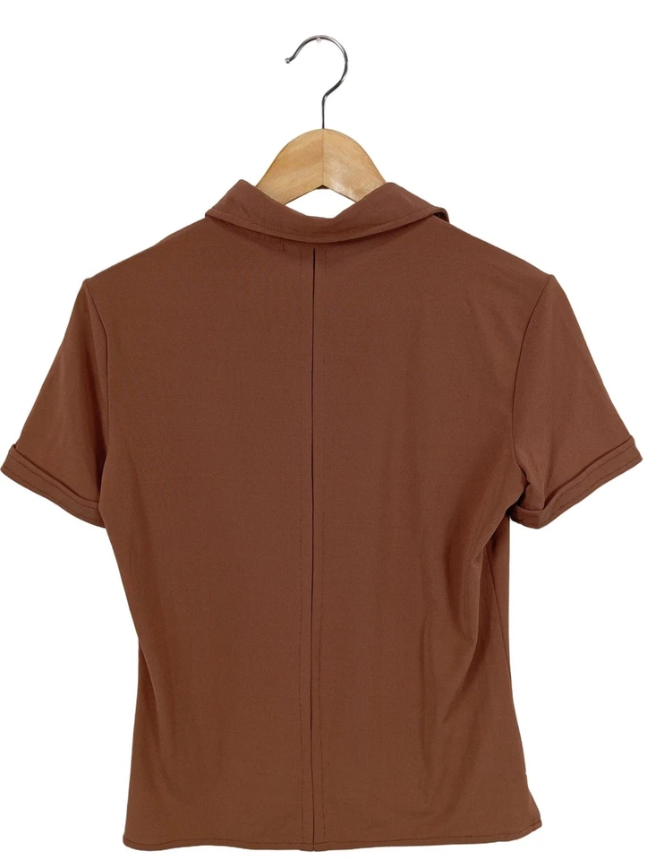 CERRUTI JEANS Camiseta tipo polo Mujeres Camisa Talla EU 38 marrón look casual - Imagen 2 de 4