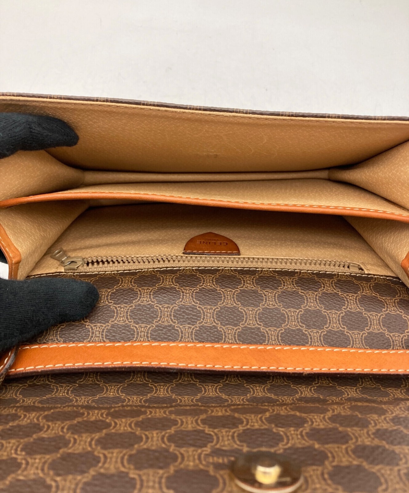 CELINE Flap Mini Shoulder Bag Triomphe Macadam PVC Brown Vintage Auth From Japan — image 23