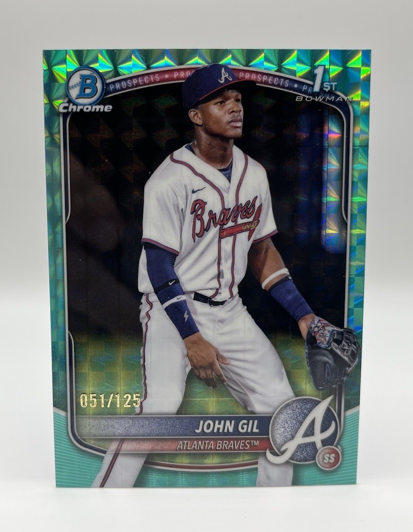 2025 Bowman Chrome Aqua Geometric Refractor /125 John Gil 1st #BCP-172 Braves