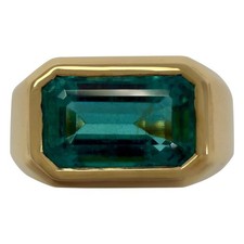 GIA Certified 2.84ct Zambian Emerald 18k Yellow Gold East West Signet Ring