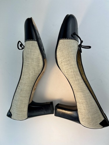 NWOB Taryn Rose Leather Spectator Cream & Black Block Heel Pump Size 9M EU 40.5 - Picture 6 of 10