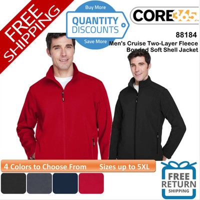   CORE365 Mens Cruise Two-Layer Fleece Bonded Soft Shell Jacket Up To 5XL 88184