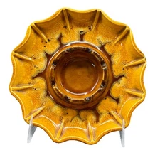 Haeger Art Pottery Drip Glaze Ashtray - Tan Brown - MCM  #2028 - 7 5/8" Dia EUC