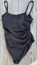 Cole of California Black One Piece Swimsuit Rose Metal Slide Accents Size 16