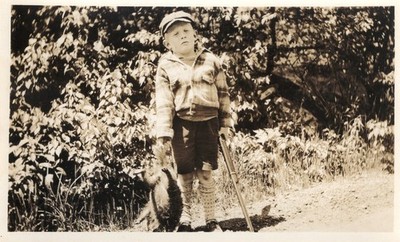 Boy Child With His Gun Rifle And Kill Hunting Antique 1920's Photo Snapshot Odd