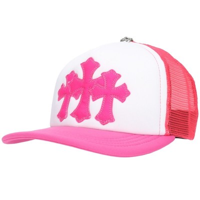 Chrome Hearts 3 Cemetery Leather Patch Mesh Cap Pink OS NEU
