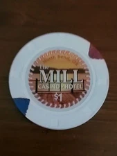 VINTAGE THE MILL HOTEL CASINO $1.00 $1 TABLE GAMING Poker CHIP NORTH BEND OREGON