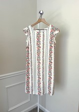 OLD NAVY Floral Cottage Shift Dress Lined White Flutter Sleeves Women’s Small