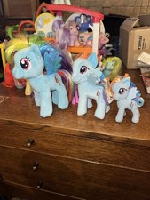 Rainbow Dash My Little Pony 7" Plush With Family Ty  Hasbro Bag Clip Lot 3
