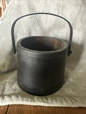 Antique Wooden Firkin Sugar Bucket with Handle Round