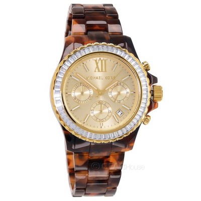 Michael Kors Everest Womens Baguette Crystal Watch Gold Dial  display picture 2