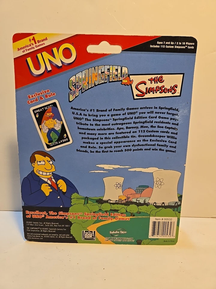 🃏 2005 The Simpsons Springfield Edition UNO Card Game (Sealed) – Krusty Cover - Image 2 of 4