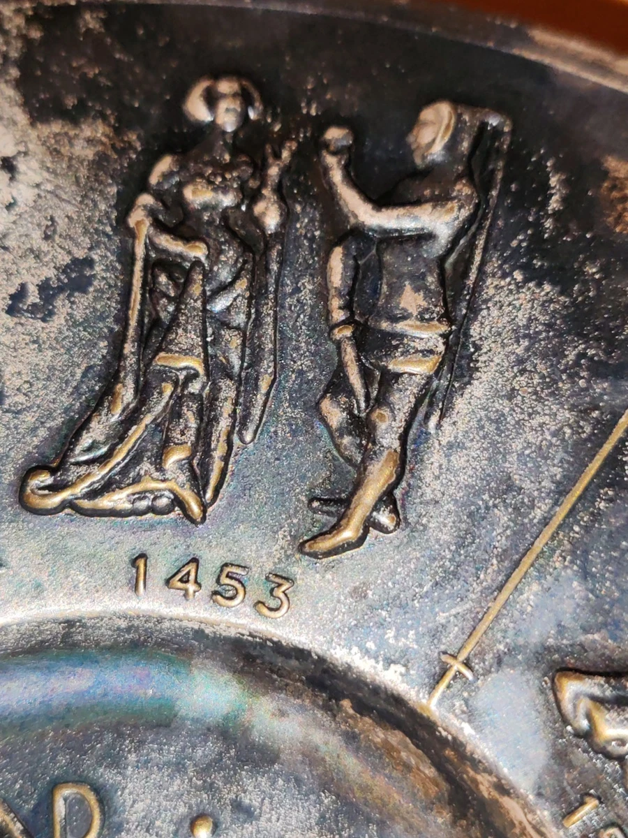 Vintage Stockholm Sweden Pewter Plate Wall Hanging Embossed Stad Anno 1253