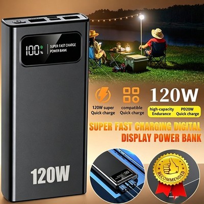 120W Power Bank 50000mAh Large Capacity Portable External Battery Fast Charging