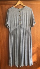Next Loose Fit Midi Dress Size 12 Airforce Blue Spotty Button Front Floppy Cool