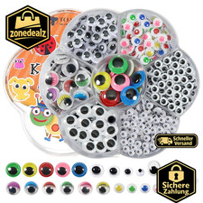 TOAOB 770 St&uuml;ck Wackelaugen Selbstklebend Runde Bunt 4mm bis 12mm Kunststoff Aug