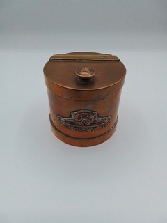 Brass Pot and cover with Royal Artillery cap badge Detail