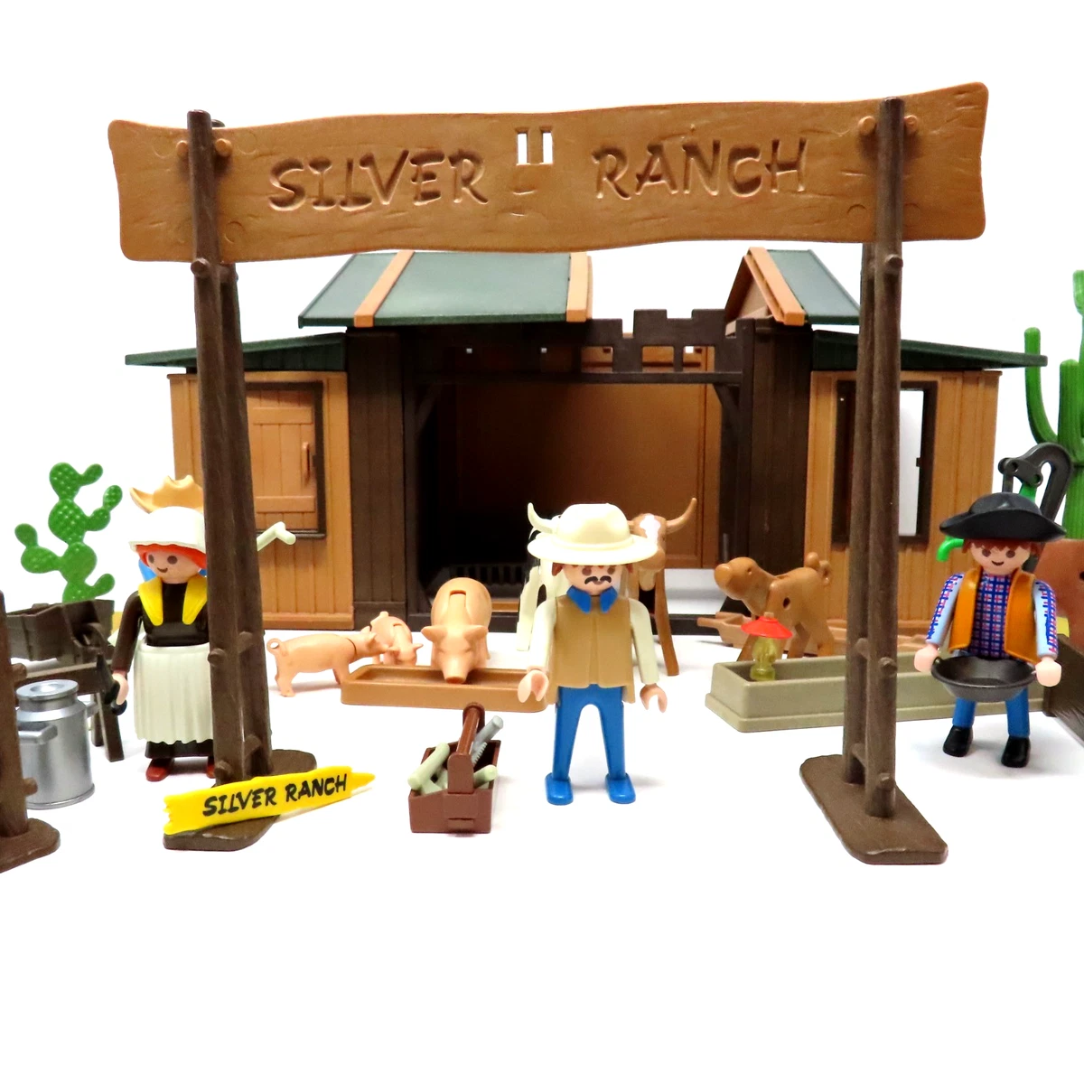 PLAYMOBIL WESTERN 3768 Silver Ranch Barrière + Cowboy EUR 30,00